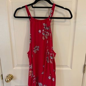 Red Print Open Shoulder Top